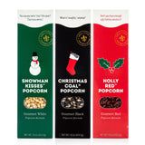Dell Cove Spices Christmas Popcorn Trio Gift Box | Set of 3 Gourmet X-Mas Kernels | Stocking Stuffer and Unique Holiday Gifts