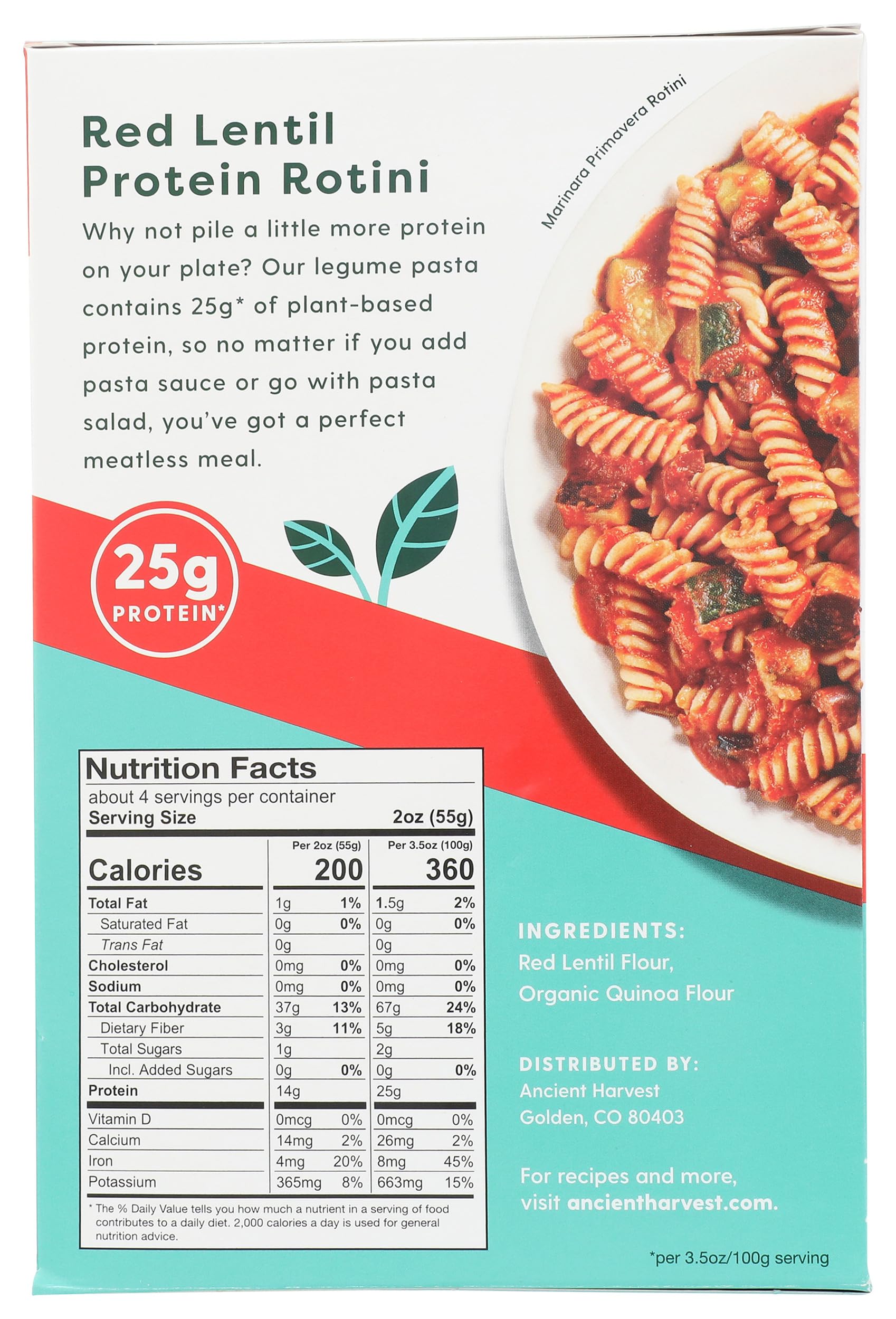 Ancient Harvest Pasta Rotini Red Lentil Pasta, 8 Oz