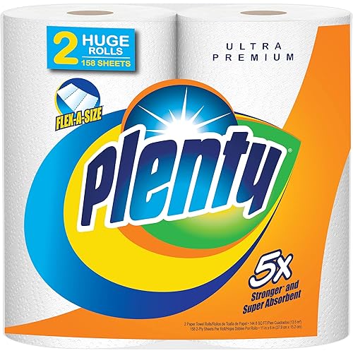 Plenty Ultra Premium Flex-A-Size Paper Towels, 24 Big Rolls,112 Sheets per Roll, White
