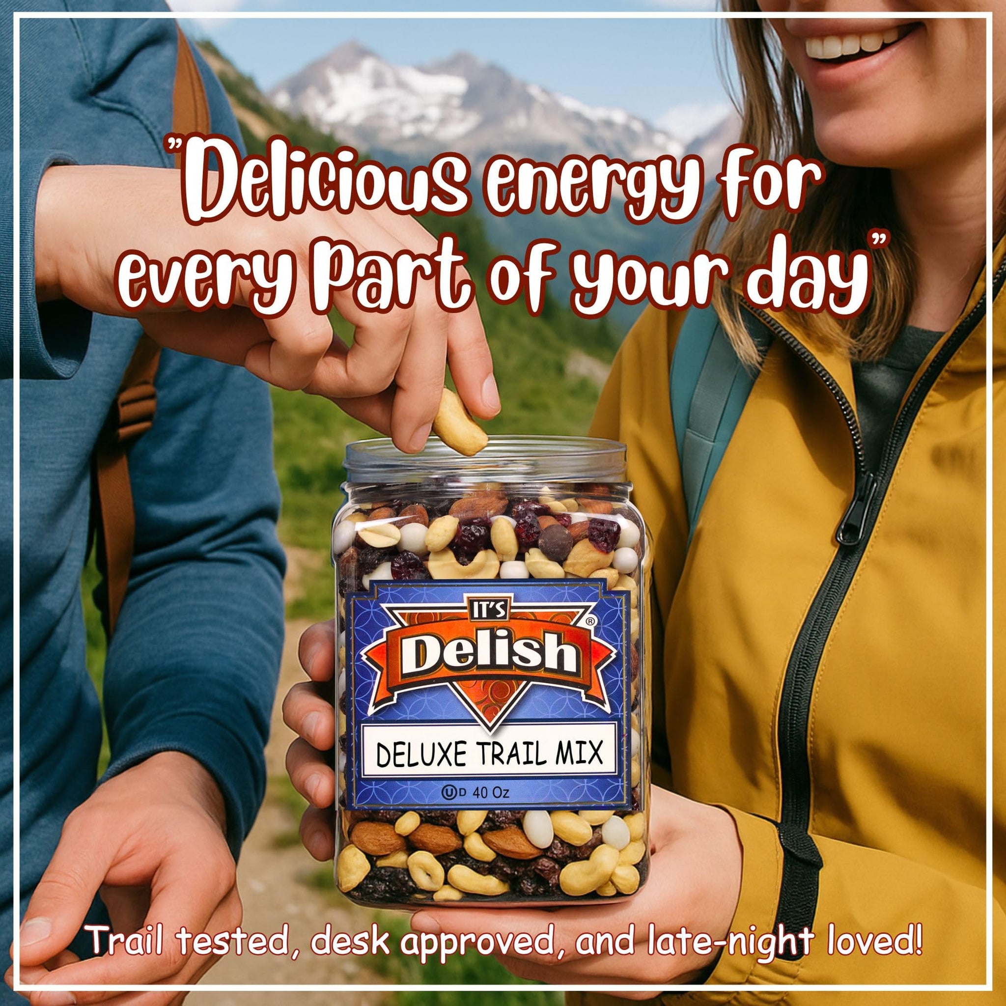 Deluxe Trail Mix with Greek Yogurt, Chocolate, Fruit and Nuts by Its Delish, 2.5 lbs Jumbo Container | Healthy Mix of Yogurt Coated Raisins & Dark