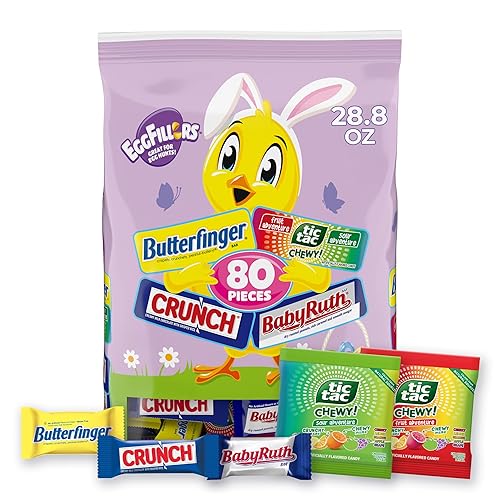 Assorted Easter Chocolate and Candy (Butterfinger, Crunch, Baby Ruth, Tic Tac Chewy Fruit Adventure, Tic Tac Chewy Sour) 80CT SUB - 28.8oz