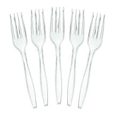 Plasticpro Disposable Clear Plastic Forks Heavyweight Utensils Pack of 100 Count