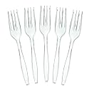 Plasticpro Disposable Clear Plastic Forks Heavyweight Utensils Pack of 100 Count
