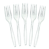 Plasticpro Disposable Clear Plastic Forks Heavyweight Utensils Pack of 100 Count
