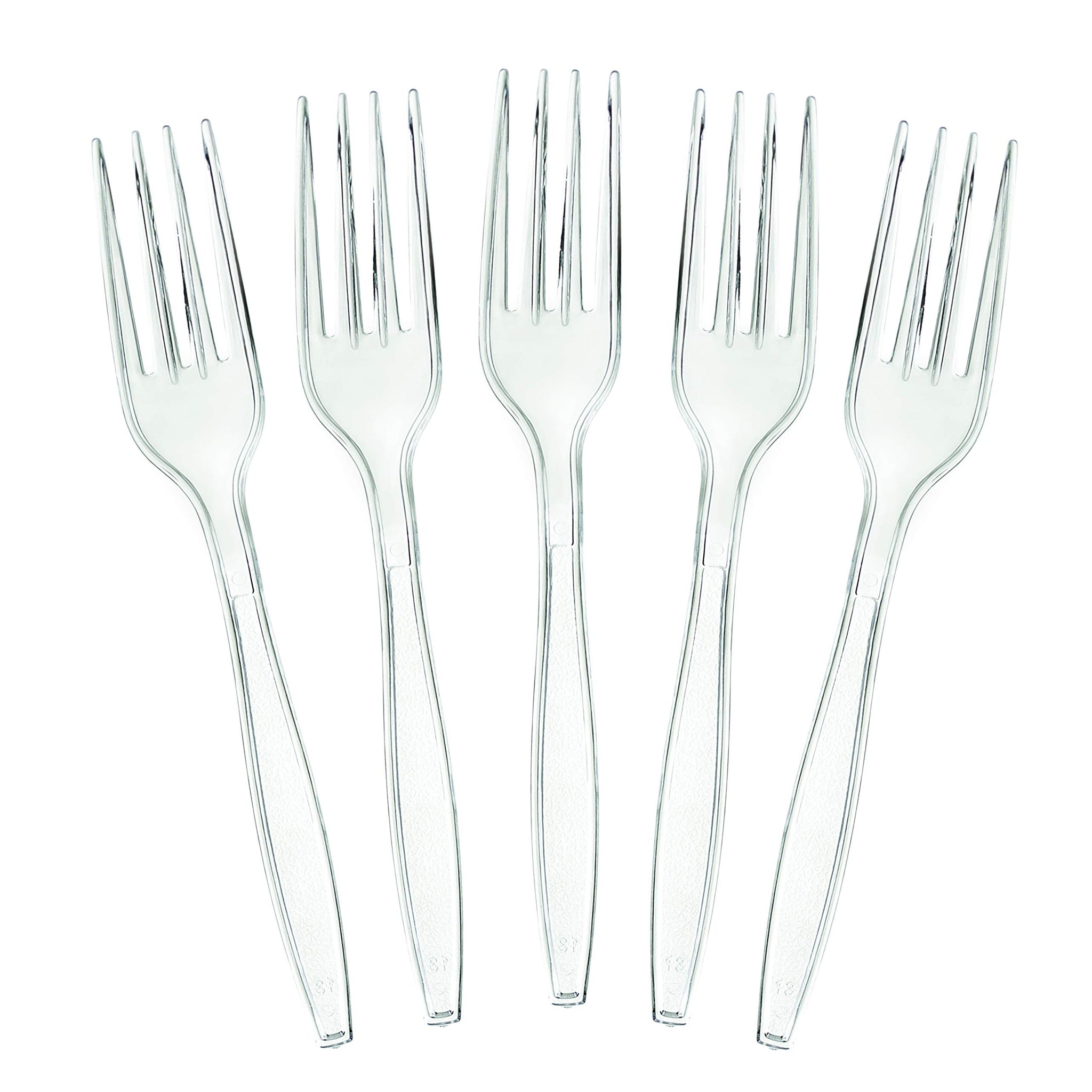 Plasticpro Disposable Clear Plastic Forks Heavyweight Utensils Pack of 100 Count