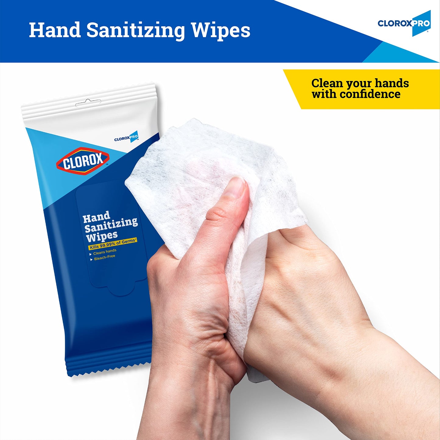 Clorox Pro Alcohol Free Hand Sanitizer Wipes with BZK, Gentle Bleach-Free Sanitizing Wipes for Hands - 0.13% BZK Formula, FDA Registered, Resealable