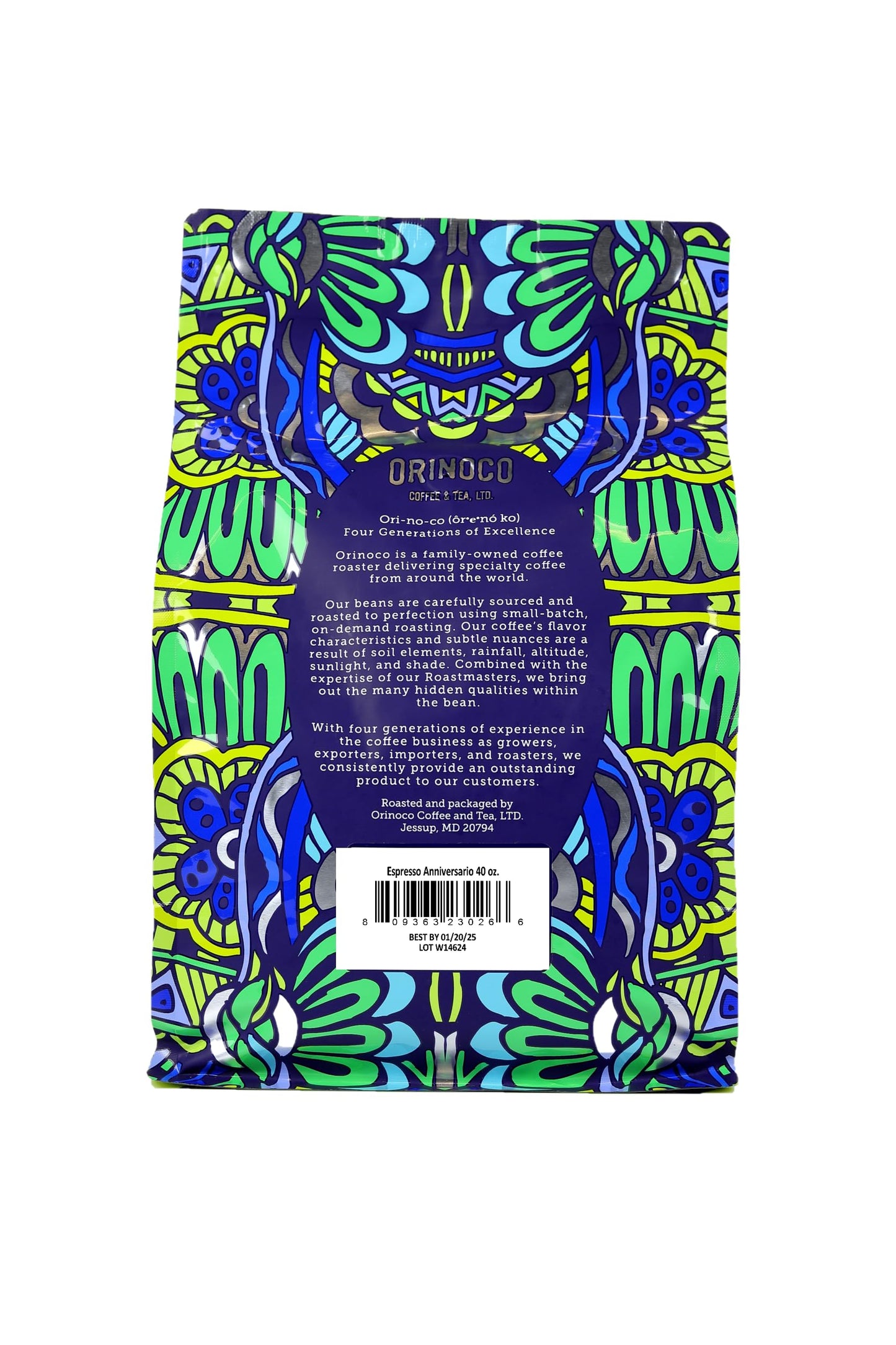 Orinoco Espresso Anniversario 2.5lb bag, Medium Roast, Whole Bean Coffee, 100% Arabica beans