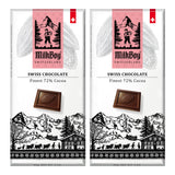 Milkboy Swiss Chocolates Dark Chocolates - 72% Cocoa, Made in Switzerland, Dairy Free, Vegan, Gluten-Free, Non-GMO, Kosher, Sustainably Farmed
