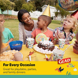 Glad for Kids Dinosaur Disposable Paper Plates, Heavy Duty Soak Proof Microwave Safe Kids Plates for Snacks, Meals, and Parties, Fun Dino Design