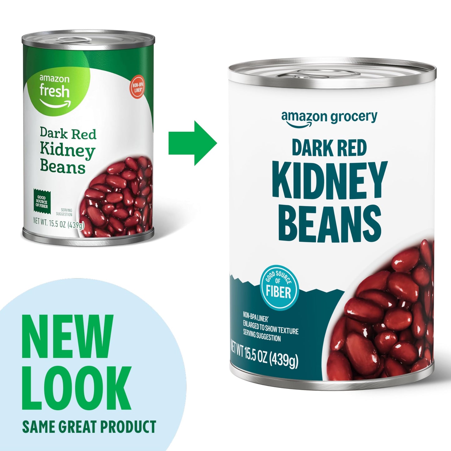 Amazon Grocery, Canned Dark Red Kidney Beans, 15.5 Oz