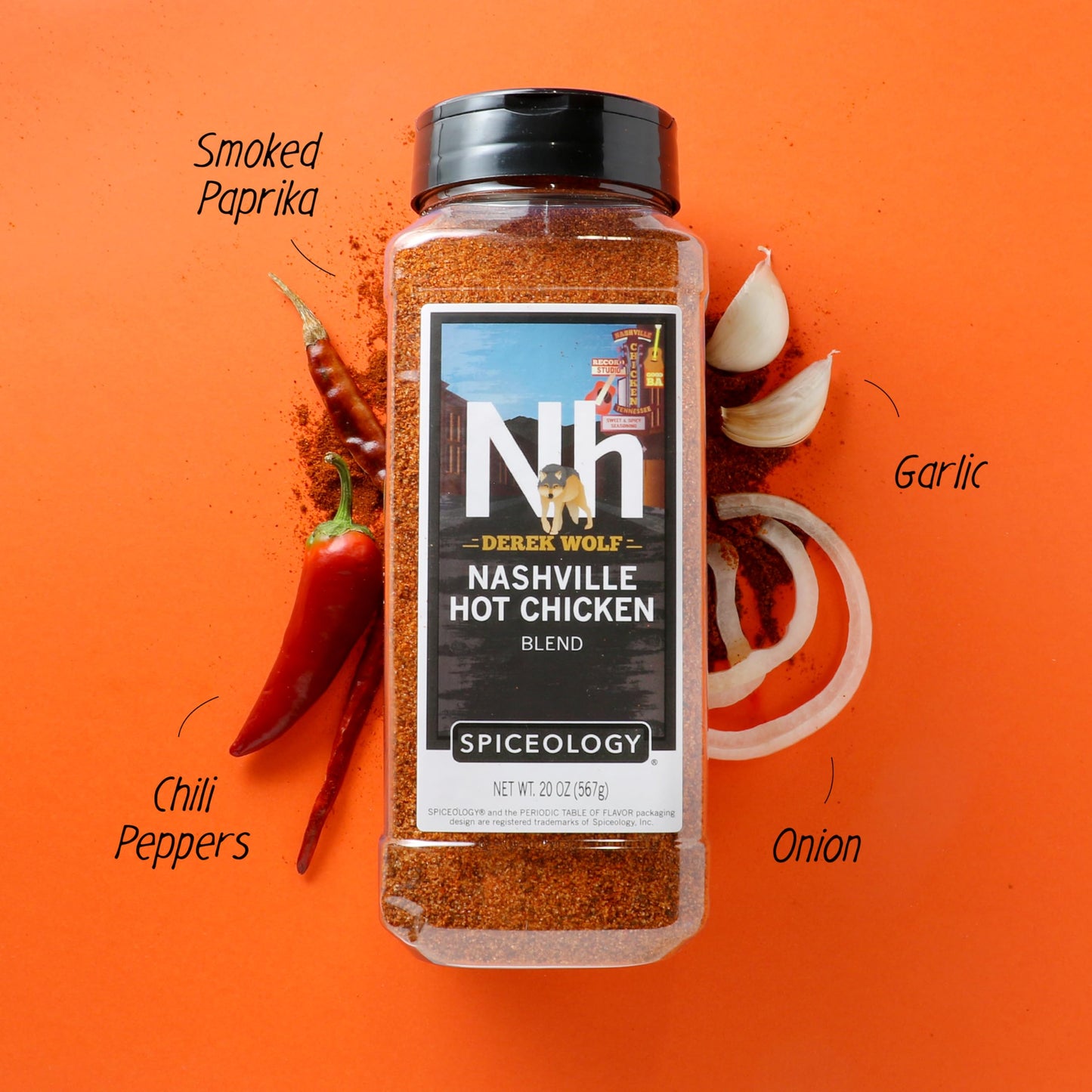 Spiceology - Derek Wolf Nashville Hot Chicken Seasoning - Spicy BBQ Rub for Chicken Wings, Pork Chops, Shrimp, Steak, and More - Bold and Flavorful