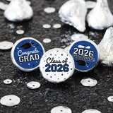 DISTINCTIVS Class of 2026 Graduation Candy Stickers for Chocolate Drops, Blue Grad Party Favors - 216 Count