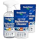 Truly Free All Natural Non-Toxic Bathroom Cleaner Spray Kit, Organic Bath & Tile Cleaning Solution for Toilet, Sink, Tub & Shower, 16 oz Reusable