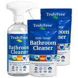Truly Free All Natural Non-Toxic Bathroom Cleaner Spray Kit, Organic Bath & Tile Cleaning Solution for Toilet, Sink, Tub & Shower, 16 oz Reusable
