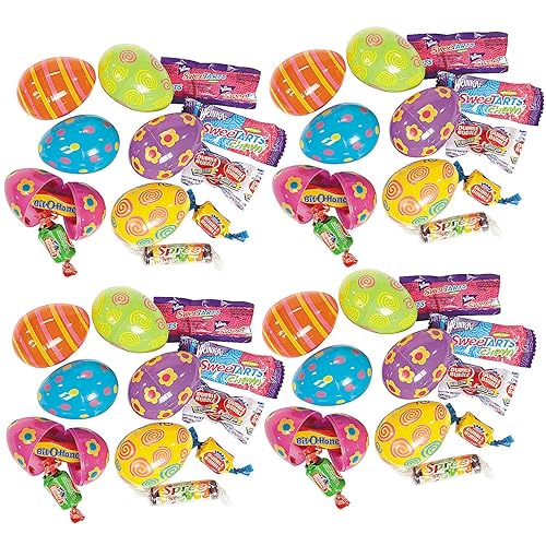 Fun Express 2 1/4" Bulk 144 Pieces Candy-Filled Bright Printed Plastic Easter Eggs