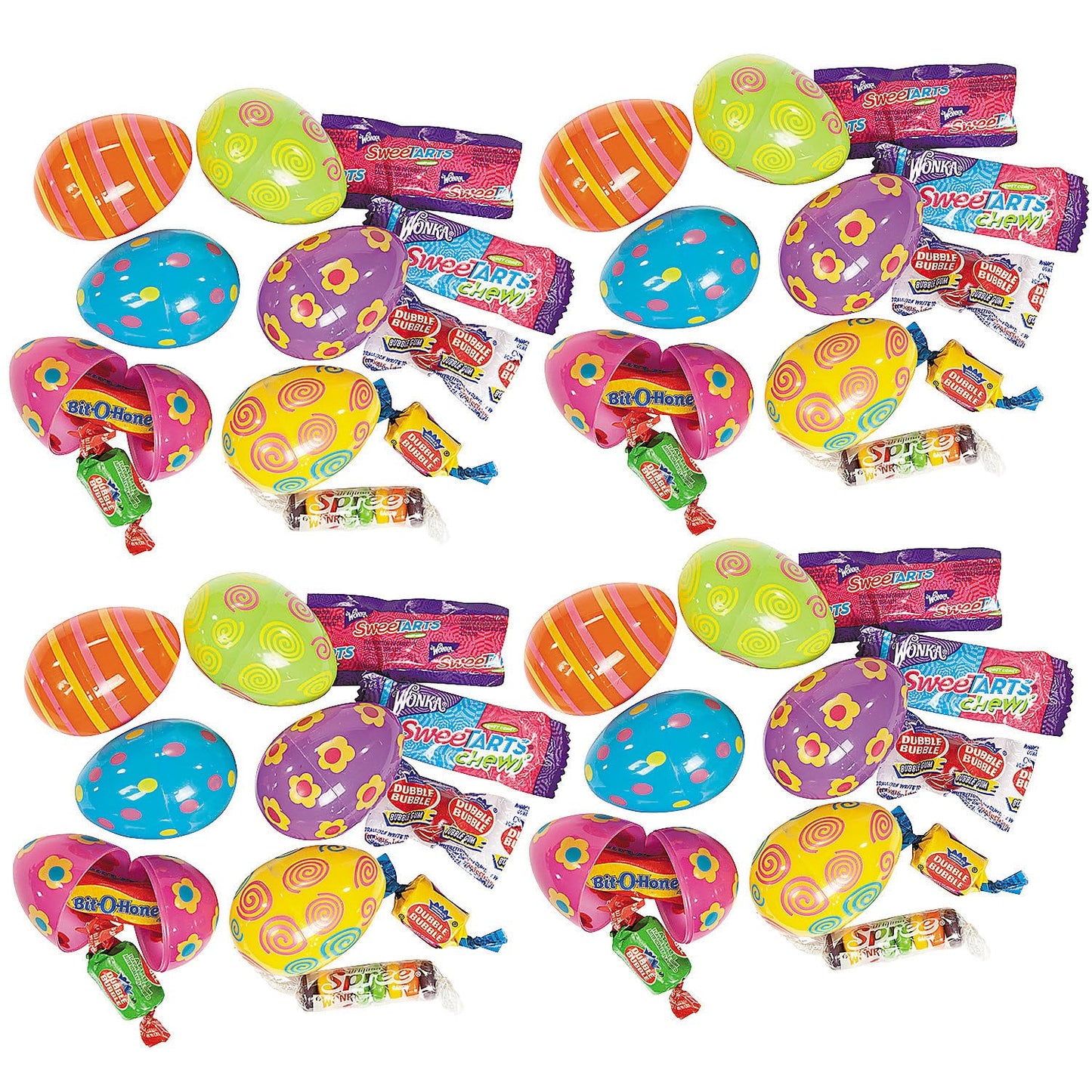 Fun Express 2 1/4" Bulk 144 Pieces Candy-Filled Bright Printed Plastic Easter Eggs