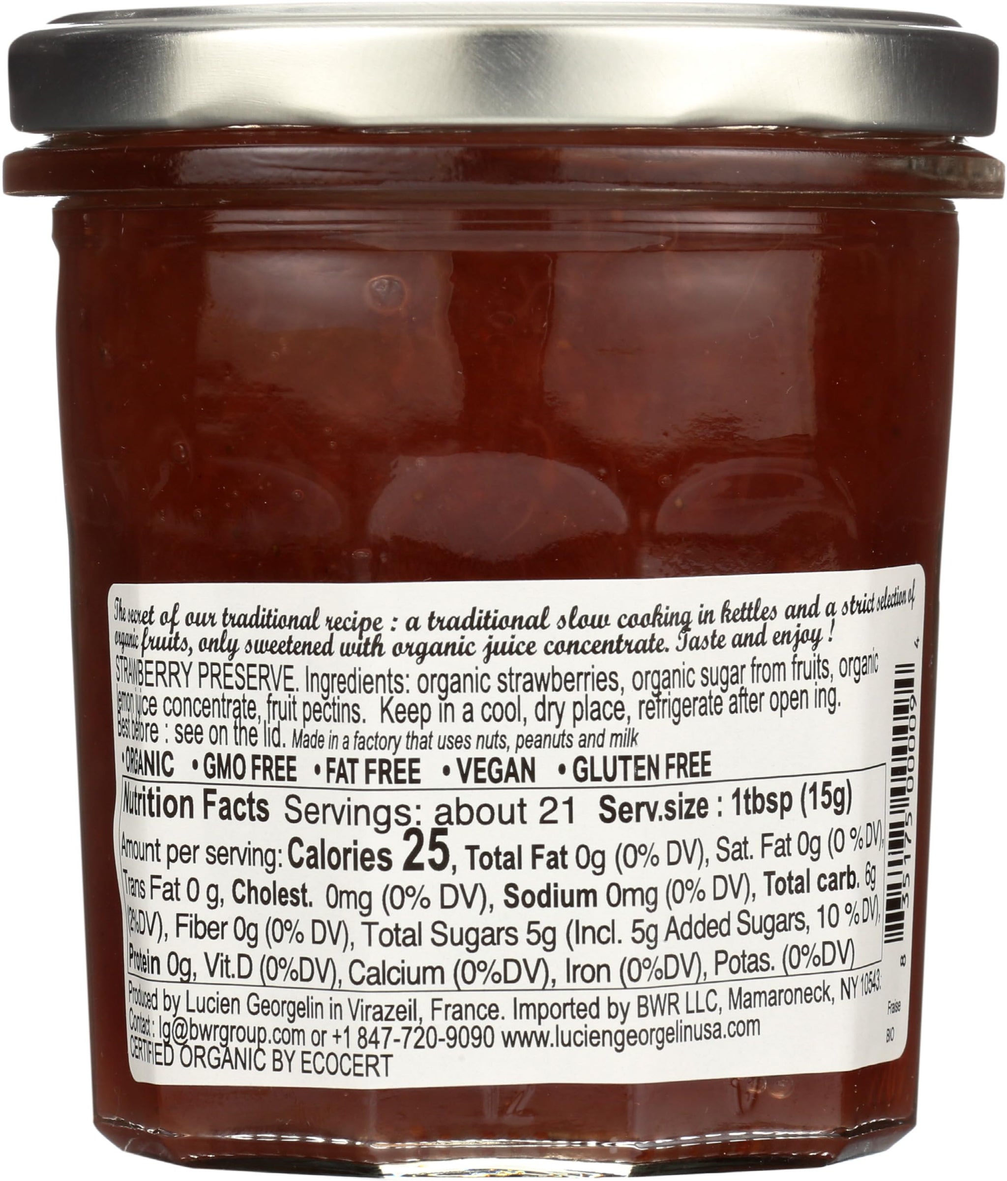 LUCIEN GEORGELIN Organic Strawberry Fruit Spread, 11.28 OZ