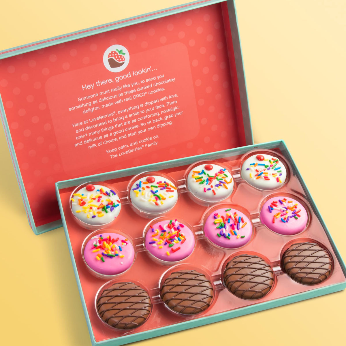 A Gift Inside Summer Fun Ice Cream Themed Chocolate Covered Sandwich Cookies Gift Box by Love Berries
