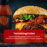 Splintered Sauce Hummin' & Strummin' Hot Sauce - Carolina Reaper and Strawberry - Vegetarian - 5 Oz- Perfect for Salad Dressings, BBQ, Desserts, Gift