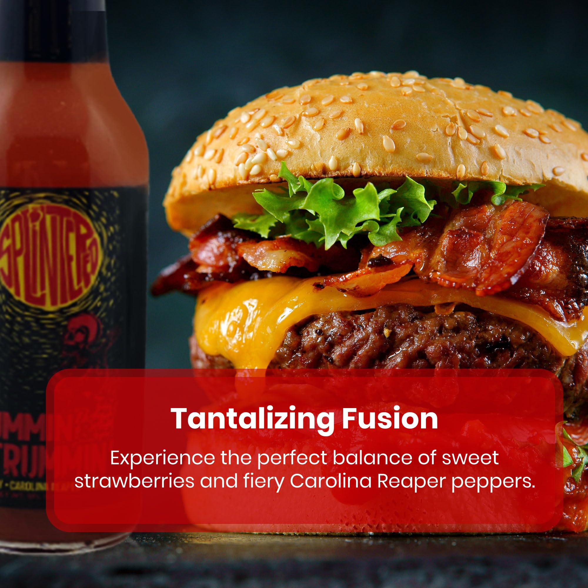 Splintered Sauce Hummin' & Strummin' Hot Sauce - Carolina Reaper and Strawberry - Vegetarian - 5 Oz- Perfect for Salad Dressings, BBQ, Desserts, Gift