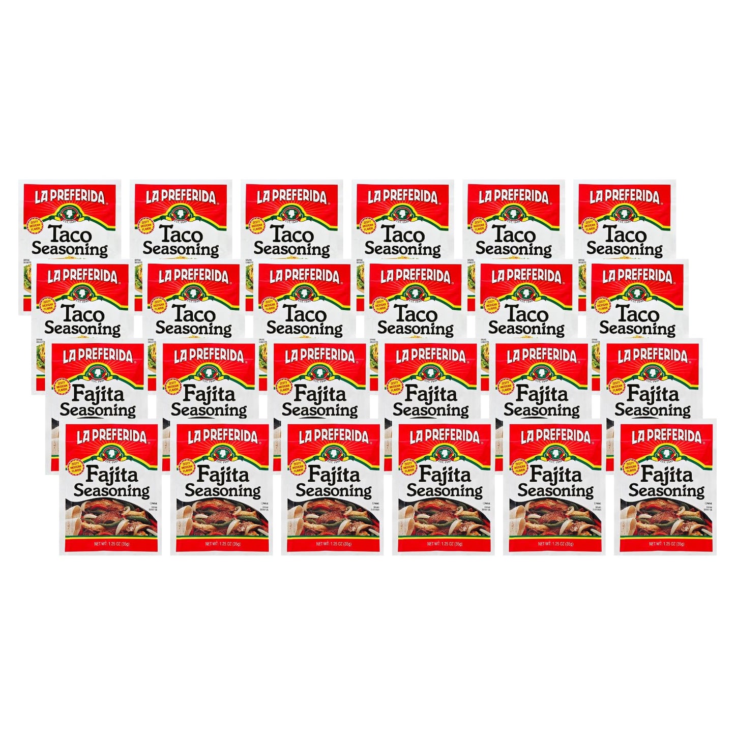 La Preferida Taco & Fajita Seasoning, (12ea / 1.25oz) (Variety Pack)