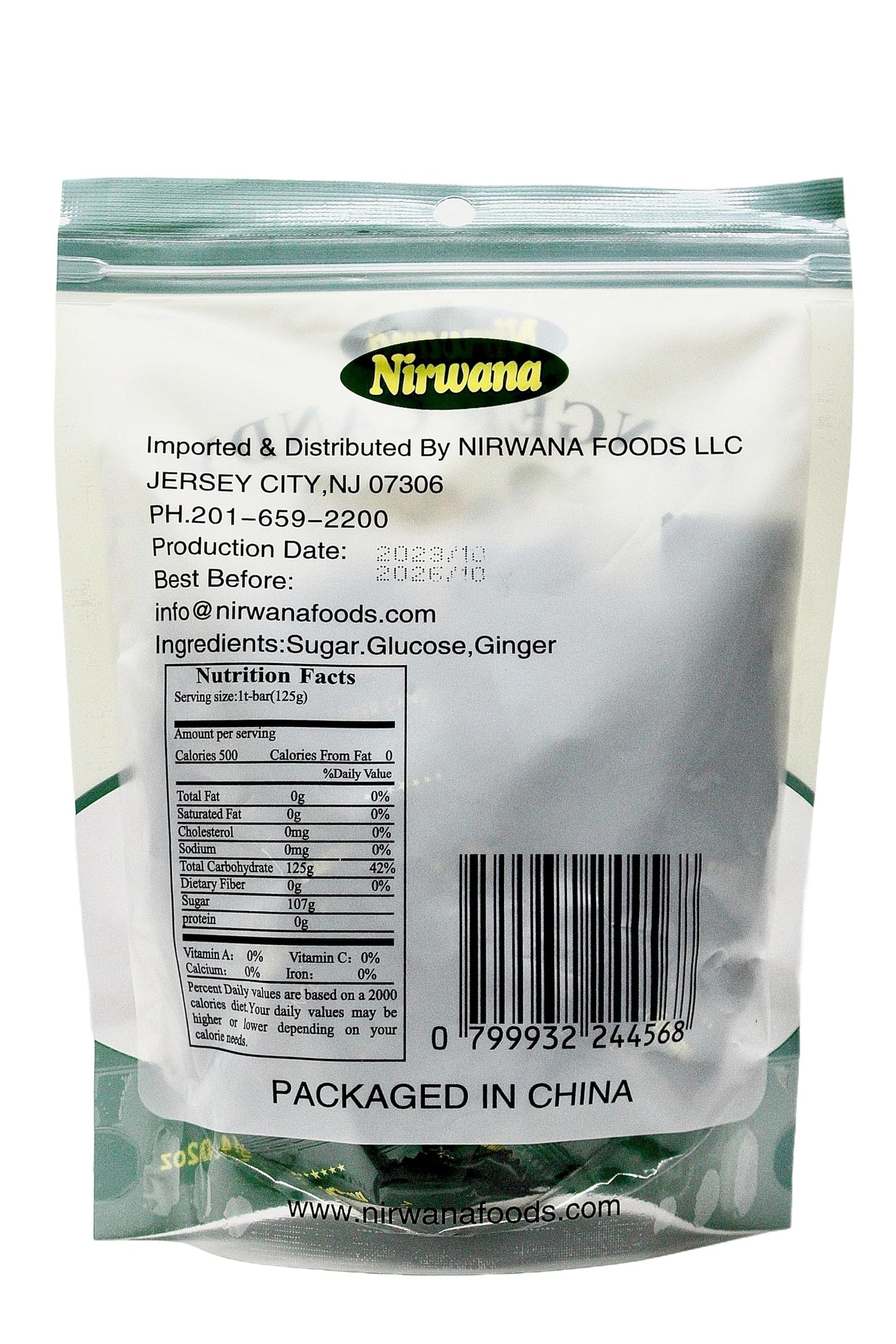 Nirwana Ginger Candy - Individually Wrapped for Freshness - Bulk Natural Candy for Travel and Everyday Enjoyment 125G/4.02 oz Original Flavour (1pack)