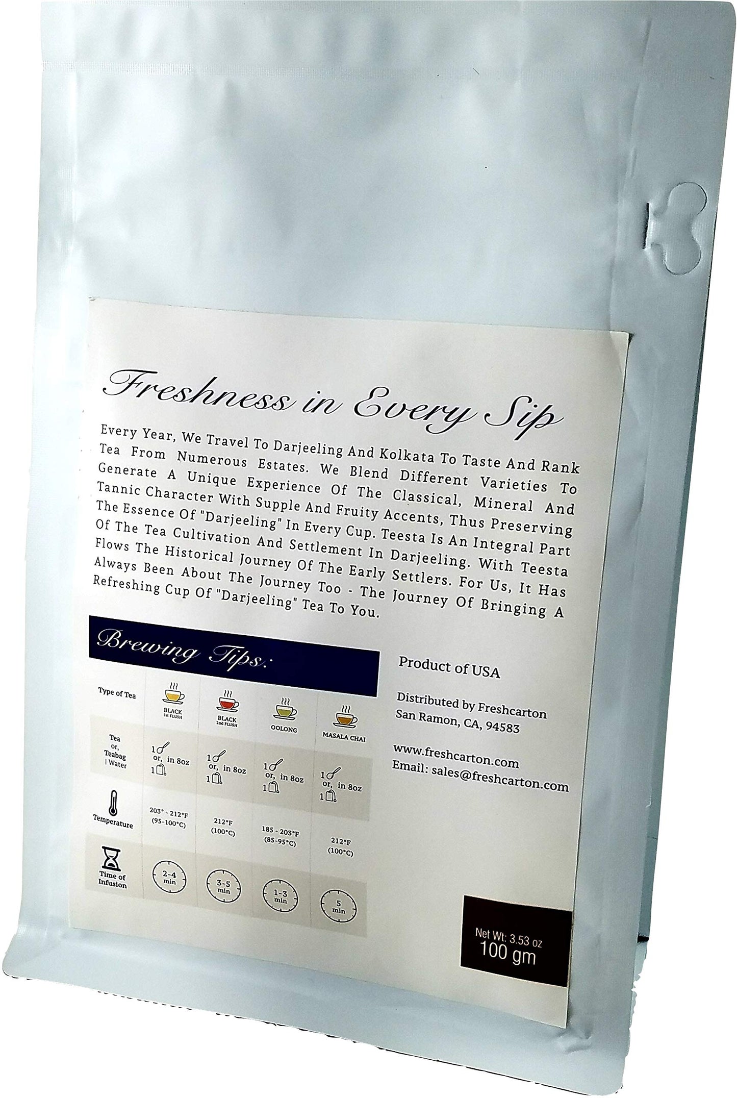 FRESHCARTON - Darjeeling Second Flush Black Tea | 7.06oz / 200gm | Black Tea loose leaf from Single Estate | High Energy Teas & Strong Muscatel