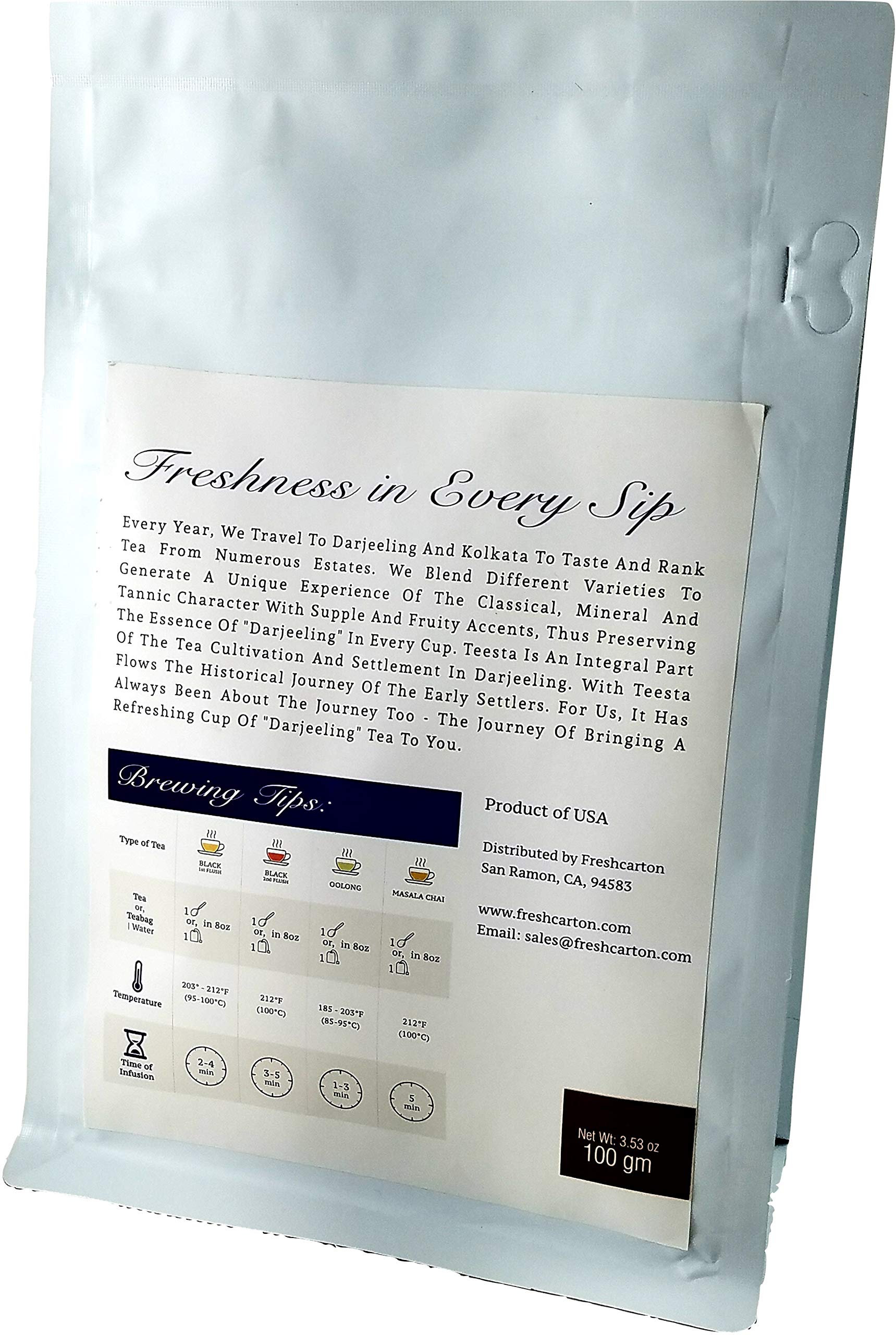 FRESHCARTON - Darjeeling Second Flush Black Tea | 7.06oz / 200gm | Black Tea loose leaf from Single Estate | High Energy Teas & Strong Muscatel