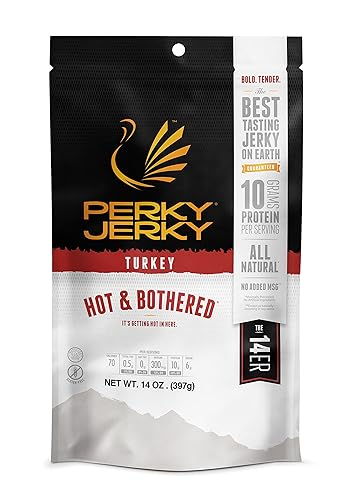 Perky Jerky All Natural Turkey Jerky, Hot and Bothered, 14 Ounce
