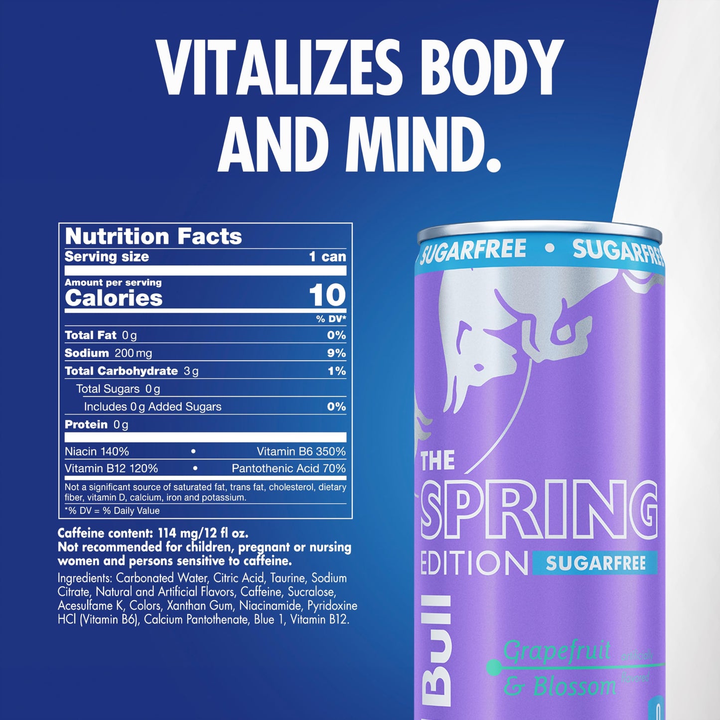 Red Bull Grapefruit and Blossom Sugar-Free Energy Drink, with 114 mg Caffeine plus Taurine & B Vitamins, 12 Fl Oz, Pack of 24 Cans