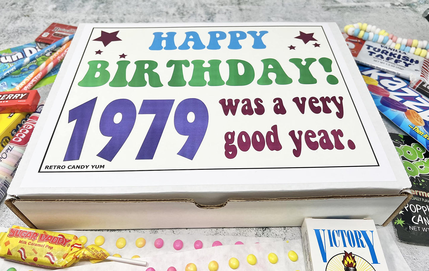 RETRO CANDY YUM ~ 1979 47th Birthday Gift Assortment from Childhood for 47 Year Old Man or Woman Born 1979