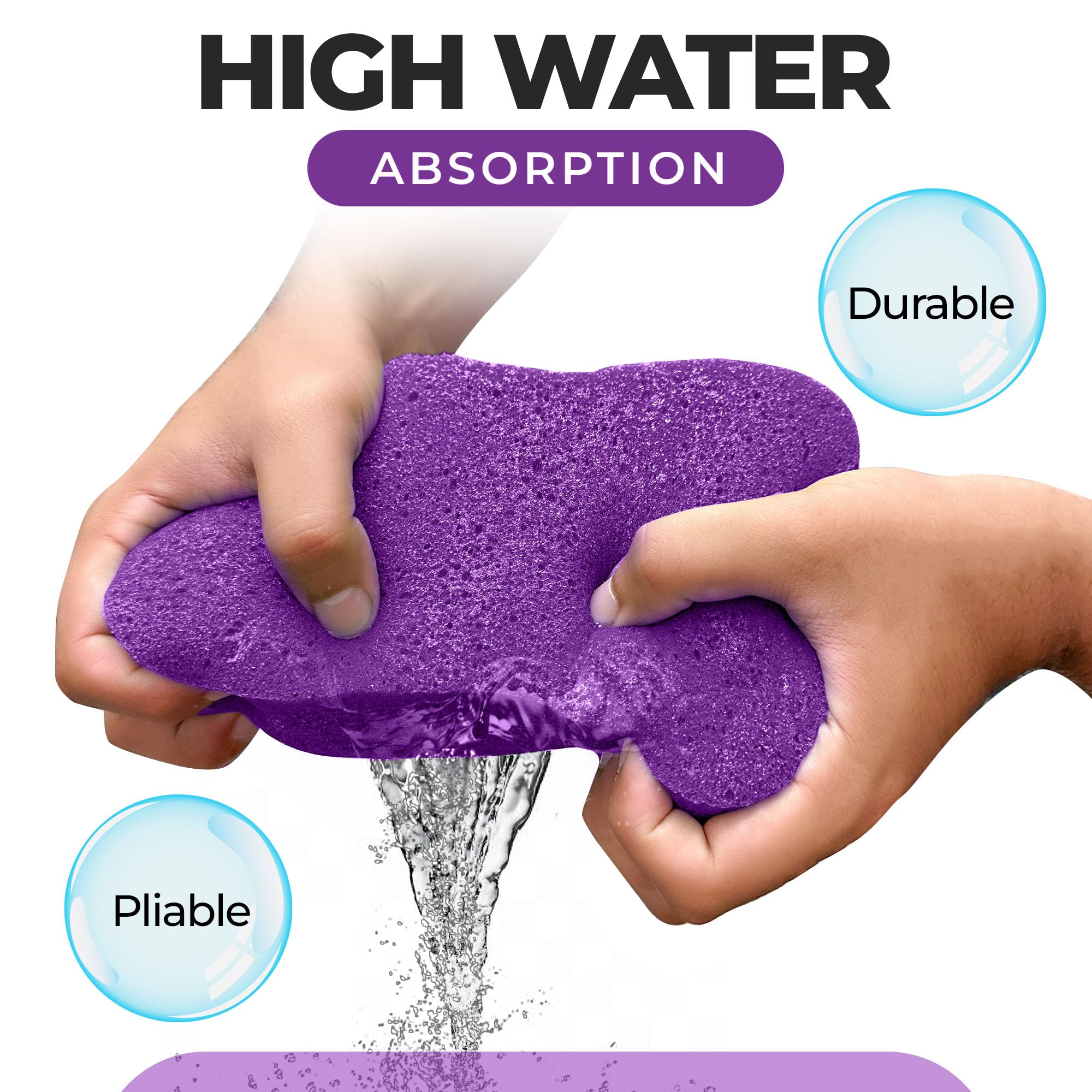 Multi-Purpose Sponges for Cleaning - Purple 2 Pack, Large Sponges for Car Washing, Tile & Grout, All Purpose Cleaning