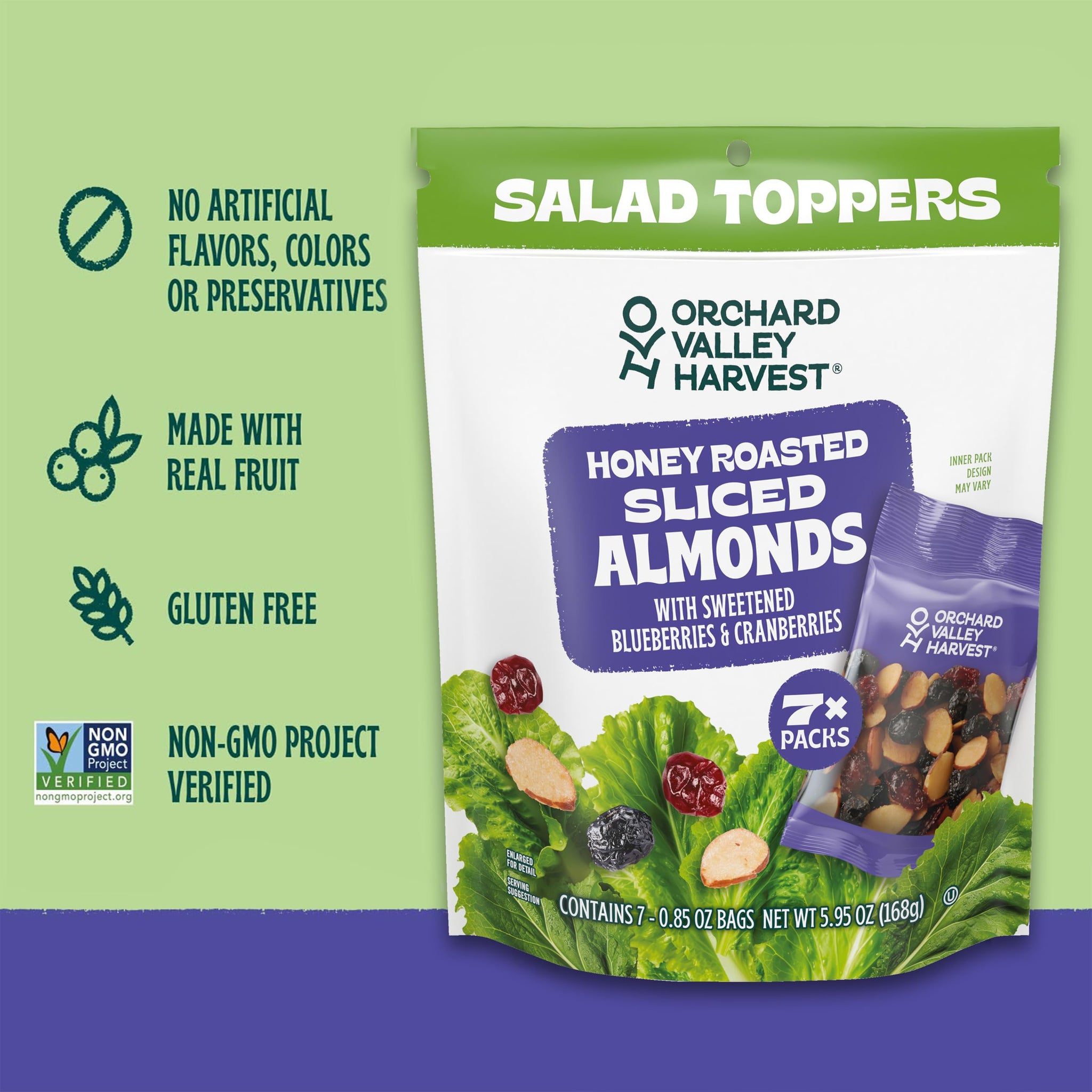 Orchard Valley Harvest Salad Toppers Honey Roasted Sliced Almonds With Sweetened Blueberries & Cranberries Multipack, Gluten Free, Made With Real