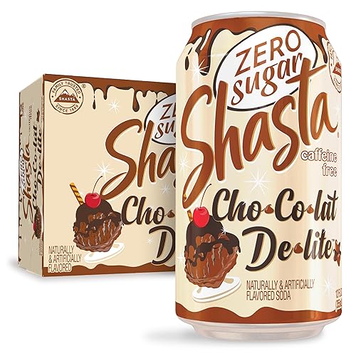 Shasta Zero Sugar Chocolat Delite | 12-Pack of 12oz Cans | Sugar Free Chocolate Soda | Unique & Guilt Free | Caffeine Free