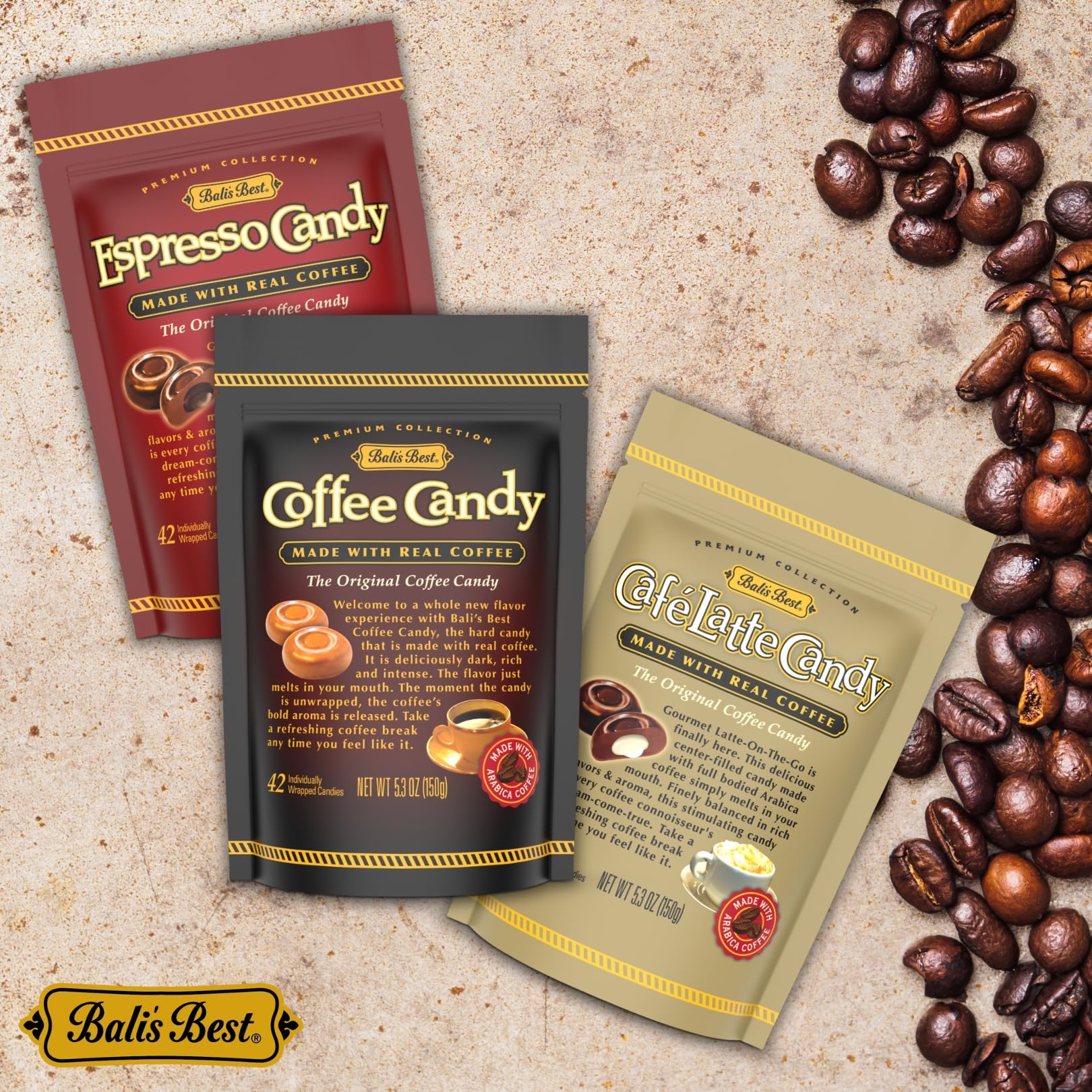 Bali's Best Café Latte Candy, 5.3 Oz (Pack of 12), Individually Wrapped Hard Candy with Latte Filled Center, Made with Real Sumatran Coffee, Halal