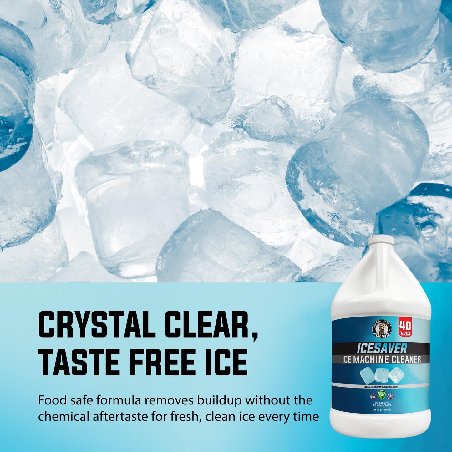 HVAC Guys Ice Machine Cleaner and Descaler 1 Gallon (40 Uses) Removes Scale and Mineral Buildup for Clean, Fresh-Tasting Ice, Nickel and Tin Safe