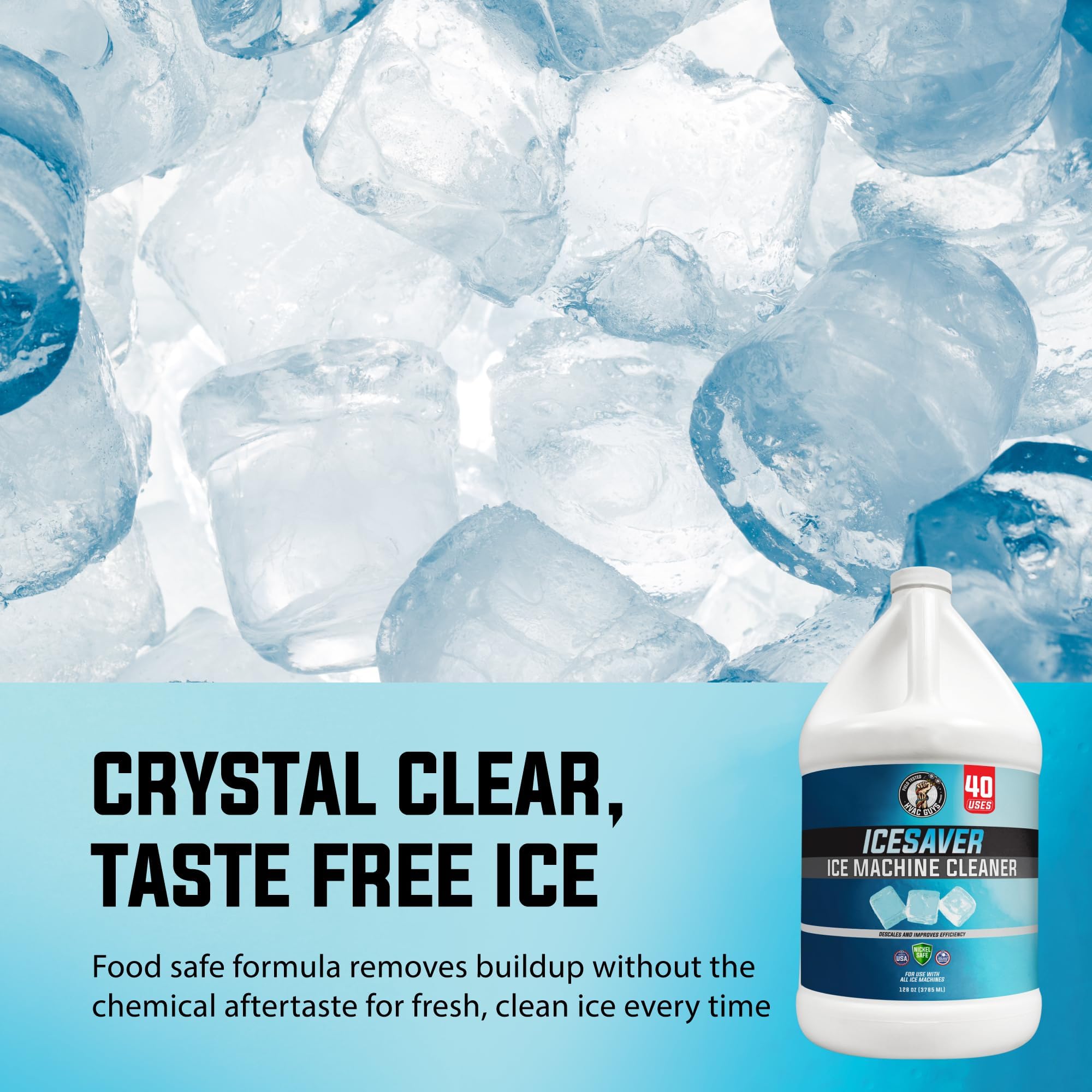 HVAC Guys Ice Machine Cleaner and Descaler 1 Gallon (40 Uses) Removes Scale and Mineral Buildup for Clean, Fresh-Tasting Ice, Nickel and Tin Safe