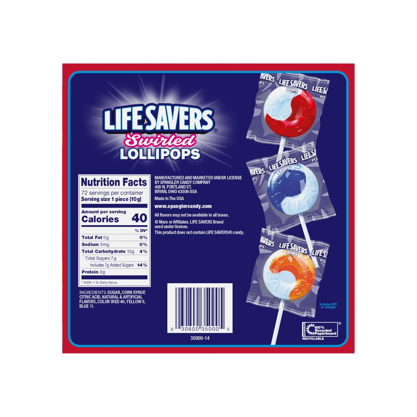Life Savers® Swirl Lollipops - Bulk Box of Life Savers® Lollipops Individually Wrapped, Fruit and Cream Swirled Suckers, Assorted Flavors - 72 Count