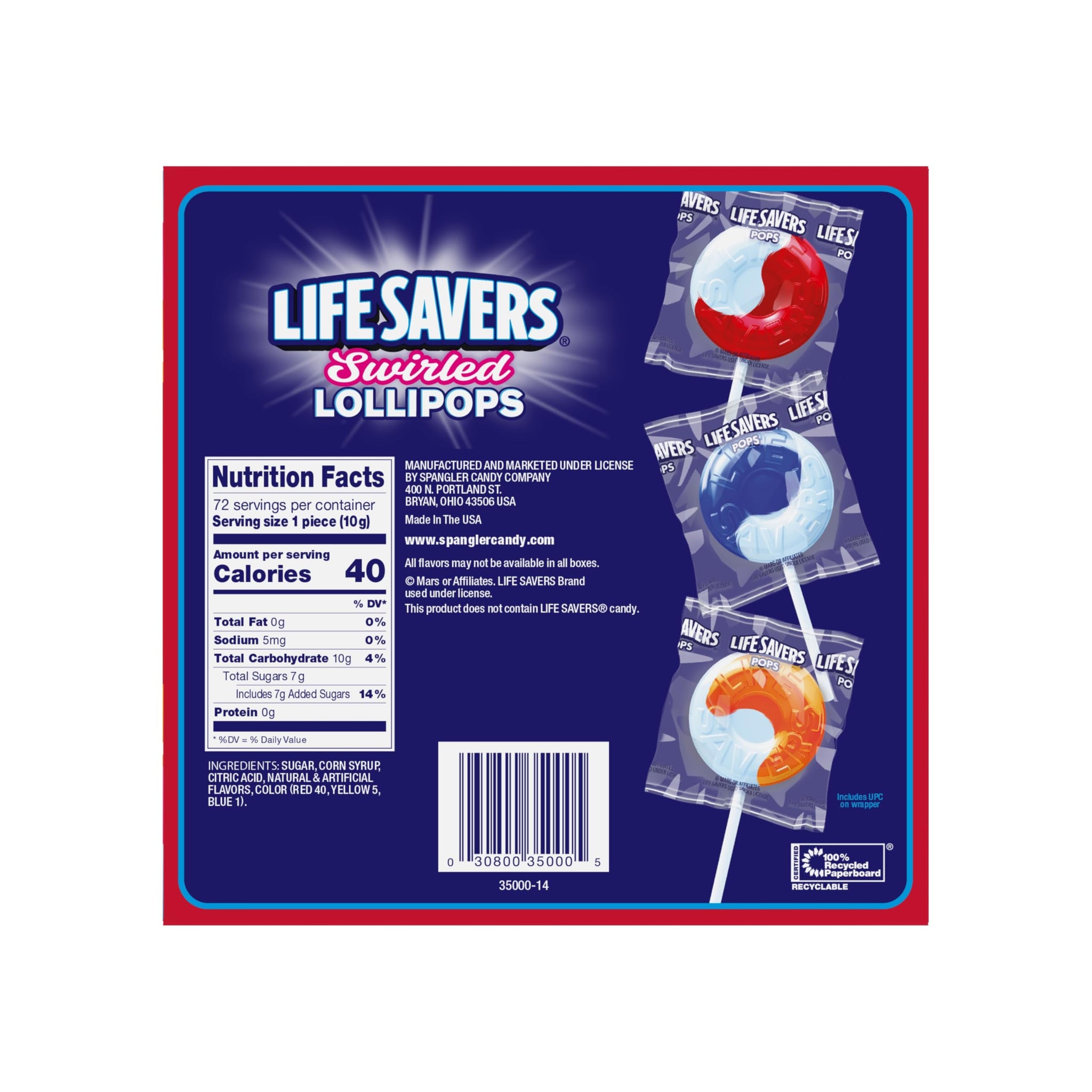 Life Savers® Swirl Lollipops - Bulk Box of Life Savers® Lollipops Individually Wrapped, Fruit and Cream Swirled Suckers, Assorted Flavors - 72 Count