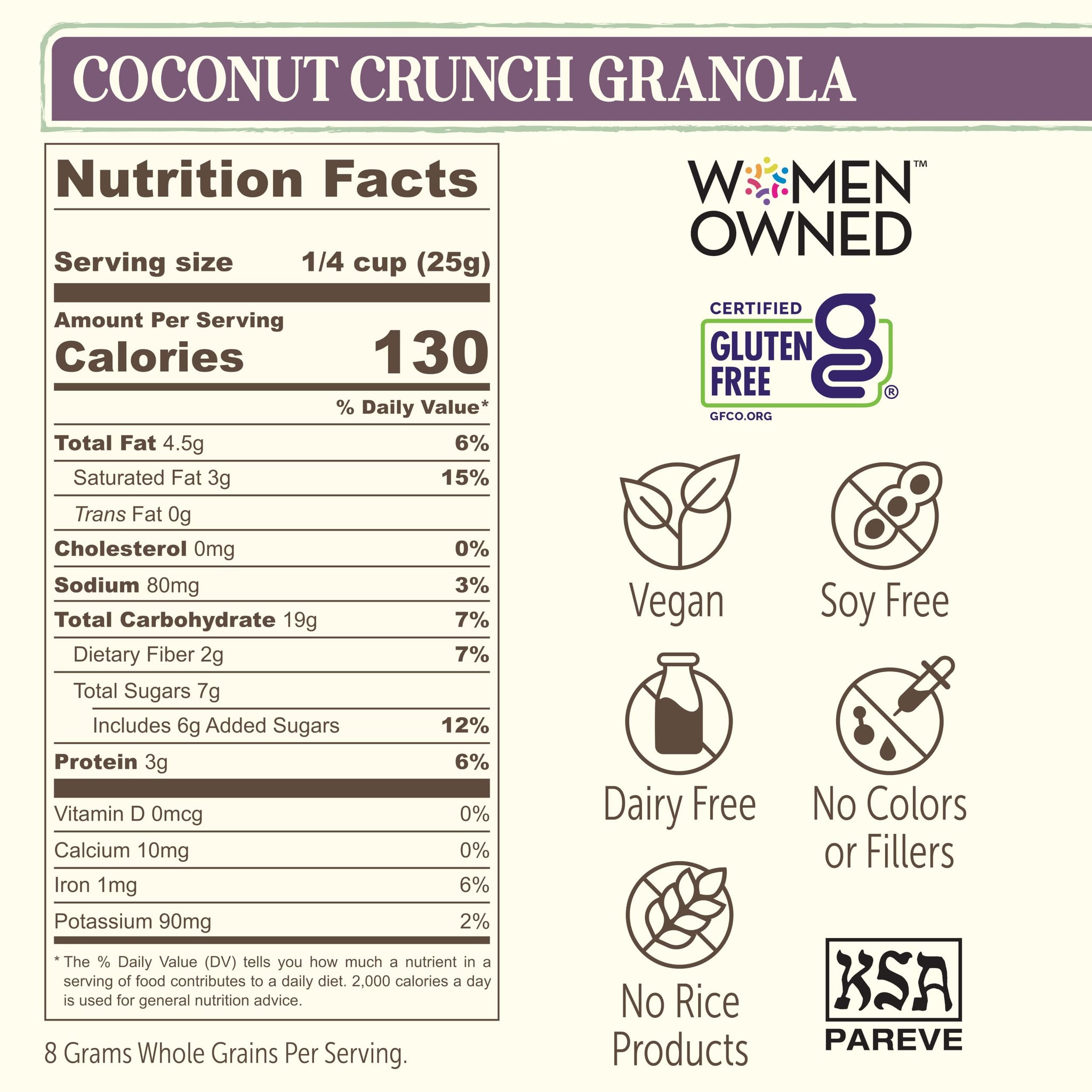 Laura's Gourmet Granola Coconut Crunch, 2 lb, Gluten-Free Oats, Vegan, Dairy & Soy Free Snack, Organic Agave & Coconut Chips, Artisan, Breakfast