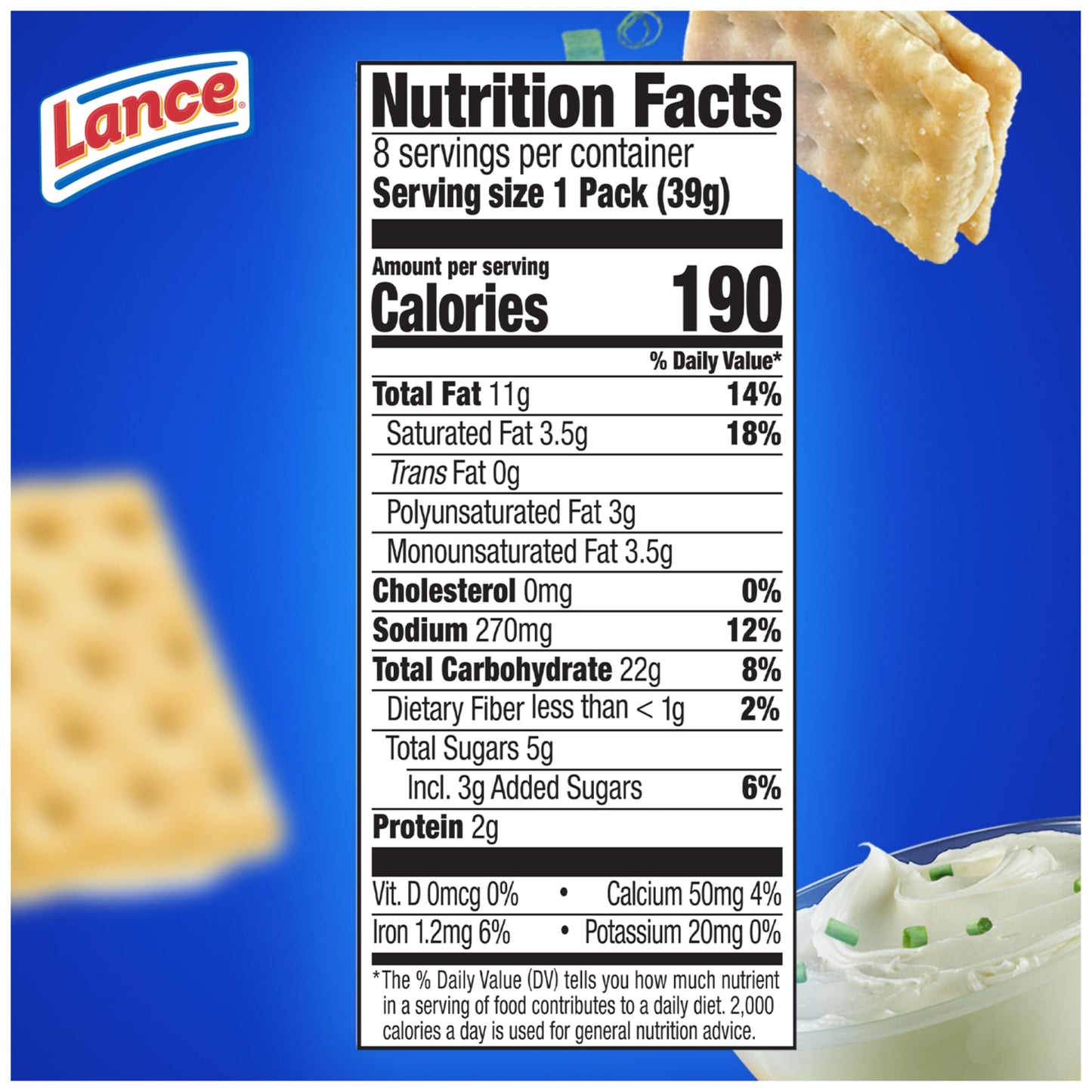 Lance Captain's Wafers Crackers Cream Cheese & Chives -Six Boxes of 8 Individual Packs