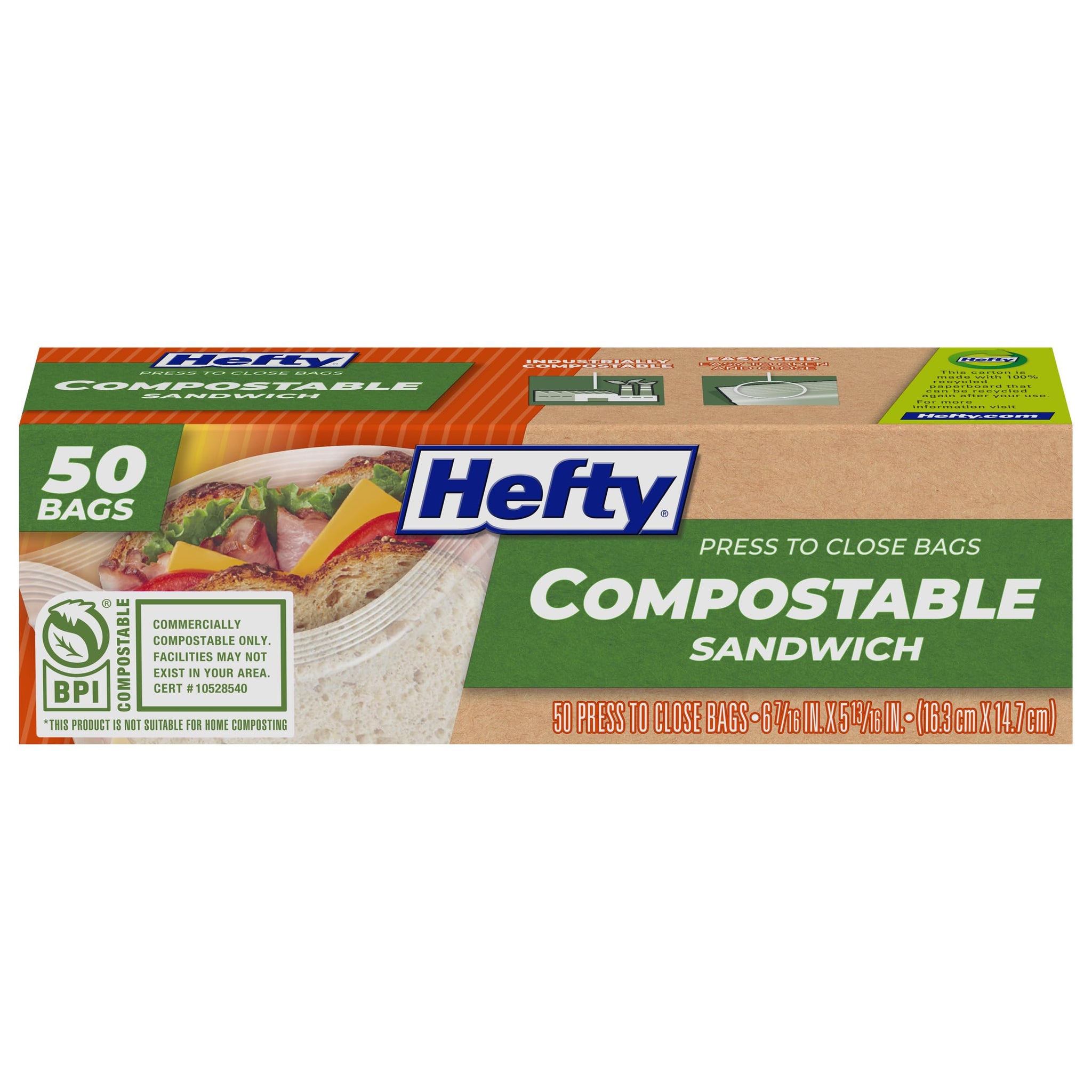 Hefty® Compostable Press-To-Close Sandwich 50 Count
