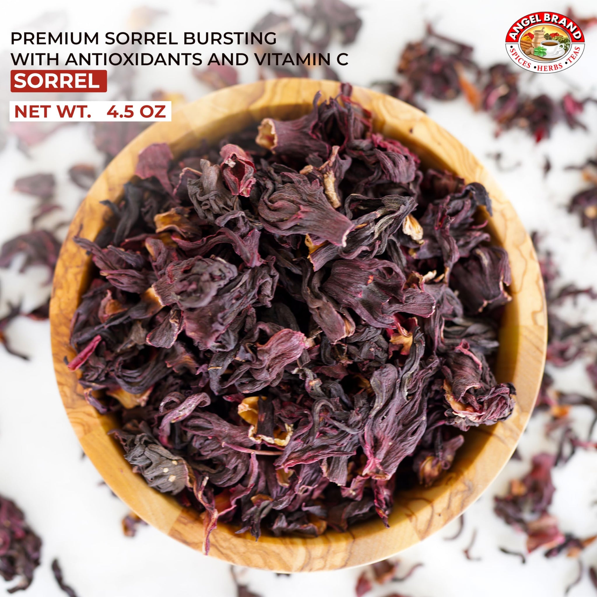 Angel Brand Dried Sorrel Hibiscus Flowers 4.5 oz Pouch Pack of 2 - Discover Rich Flavor & Aroma of Healthful Delights with Hibiscus Tea Loose Leaf