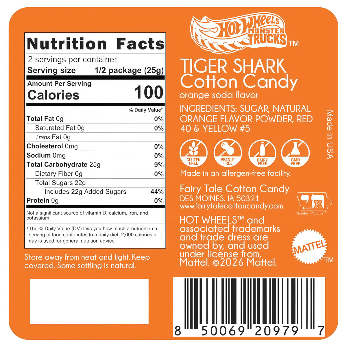 HOT WHEELS MONSTER TRUCKS™ TIGER SHARK COTTON CANDY 1.75 oz (Pack of 1)