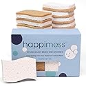 happimess WPE2000A-12SET Natural Plant Based Non-Scratch Sisal Hemp/Cellulose Scrubbing Dish Sponge, Cleaning Sponge for Dishes, Bathroom, Household