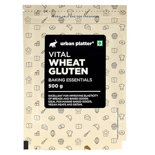 Urban Platter Vital Wheat Gluten | 17.64 Oz (500g) | Natural Plant-Based Protein | Dough Improver for Soft, Chewy & Fluffy Bakes | High-Protein Flour