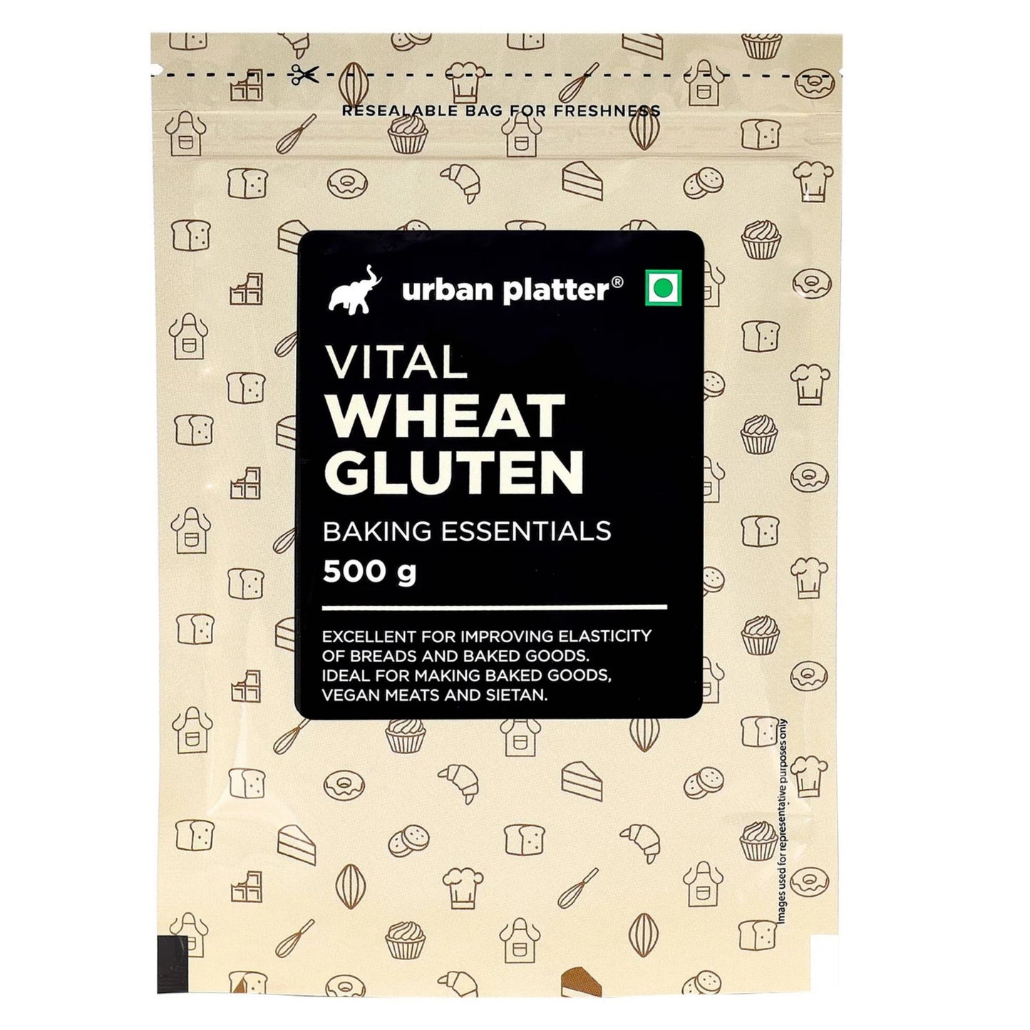 Urban Platter Vital Wheat Gluten | 17.64 Oz (500g) | Natural Plant-Based Protein | Dough Improver for Soft, Chewy & Fluffy Bakes | High-Protein Flour