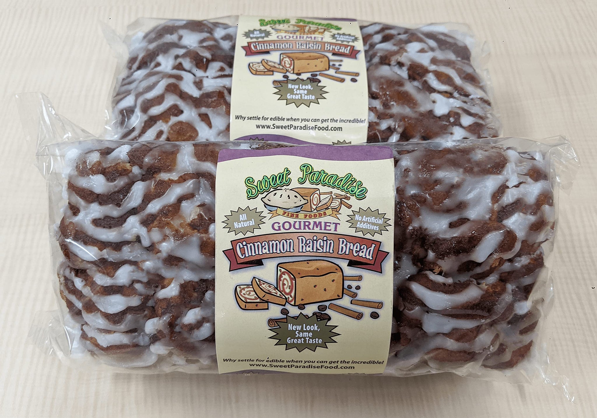 Gourmet Cinnamon Bread | All Natural, Sweet, Delicious, Moist, Unsliced, Freezer Friendly | Sweet Paradise Fine Foods (Cinnamon Raisin, 20 Ounce (Pack