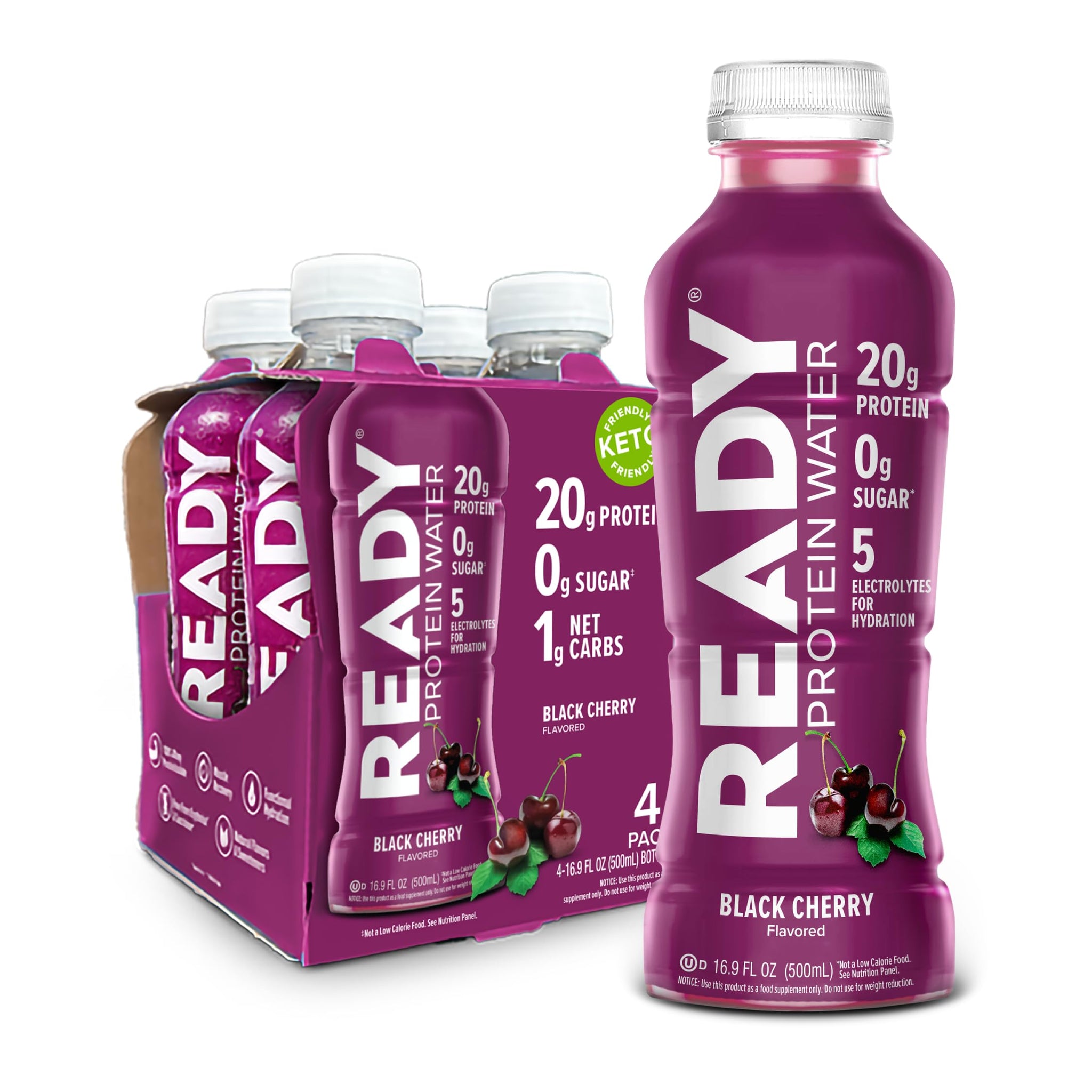 Ready® Clear Protein Water - 20g Whey Protein Isolate, Zero Sugar, Low-Calorie Sports Drink for Hydration & Recovery - Electrolytes, Essential Amino