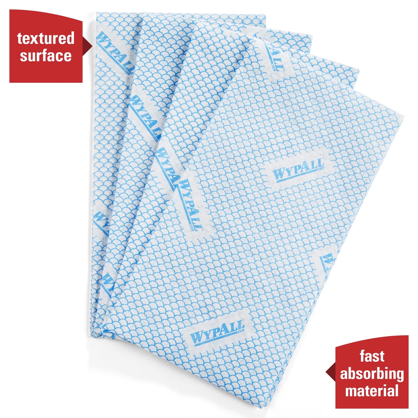 WypAll CriticalClean High Capacity Cloths Heavy Duty Foodservice Wipes (05927), Quarterfold Towels, Blue (1 Box of 300 Sheets, 300 Sheet Total)